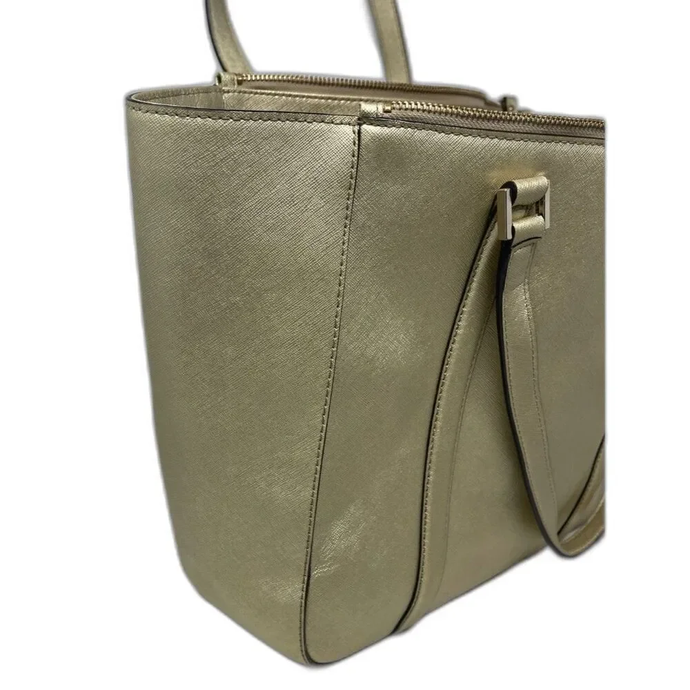 Kate Spade Newbury Lane Large Tote Handbag MSRP $325 Gold Saffiano Leather Bag
